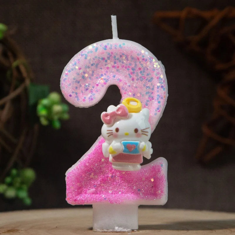 Hello Kitty 0-9 Number Birthday Candles Pink Cartoon Cake Topper Decorations Student Birthday Party Supplies Qme