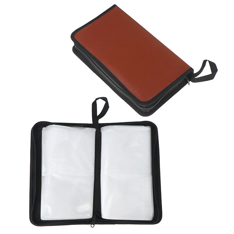 CD Sleeve Wallet Album Hard Box DVD Disc Carry Case Cover 80 PU Qme Brown