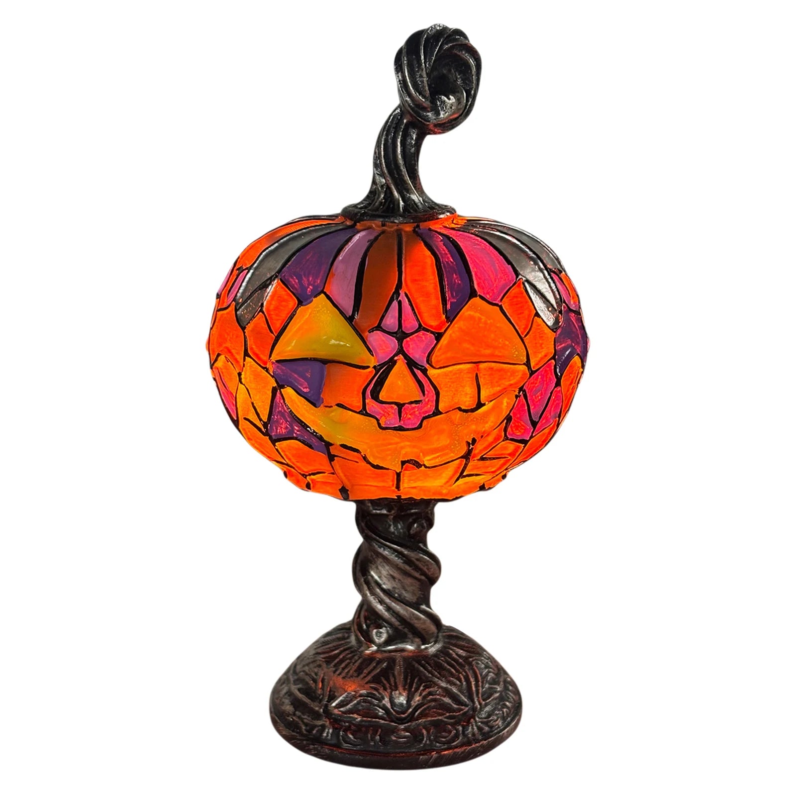Gothic Witch Hat Pumpkin Resin Night Light Warm Enchanting Glow & Versatile Decorative Lamp for Halloween Home Decoration Qme Style D USB Type-C