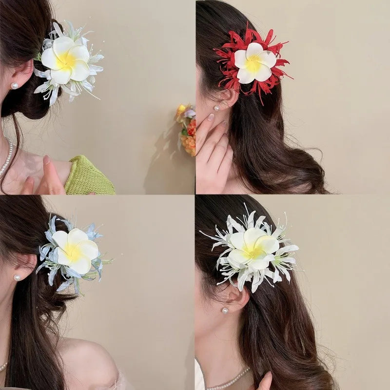 Fashion Flower Hairpin Beach Vacation Florals Headpiece Decor Hawaiian Flower Hair Clip Travel Hair Decor Bohemian Decoration Qme