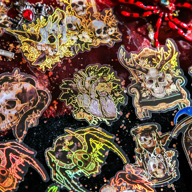 30 pcs Undead Skeleton Series Skeleton Decorative PET Stickers Scrapbooking Diary Album Phone Cup Journal Planner Stationery Qme