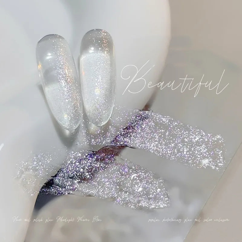 Diamond White Glitter Gel Nail Polish, High Density Sparkle Nail Gel, 2026 New Fine Shimmer Salon Gel for Manicure Qme