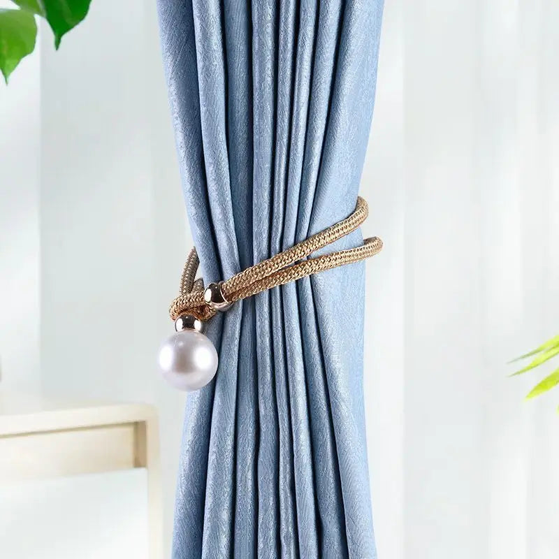 Elegant Pearl Tie Band Window Curtain Tiebacks - Perfect for Home Office Decor! Qme