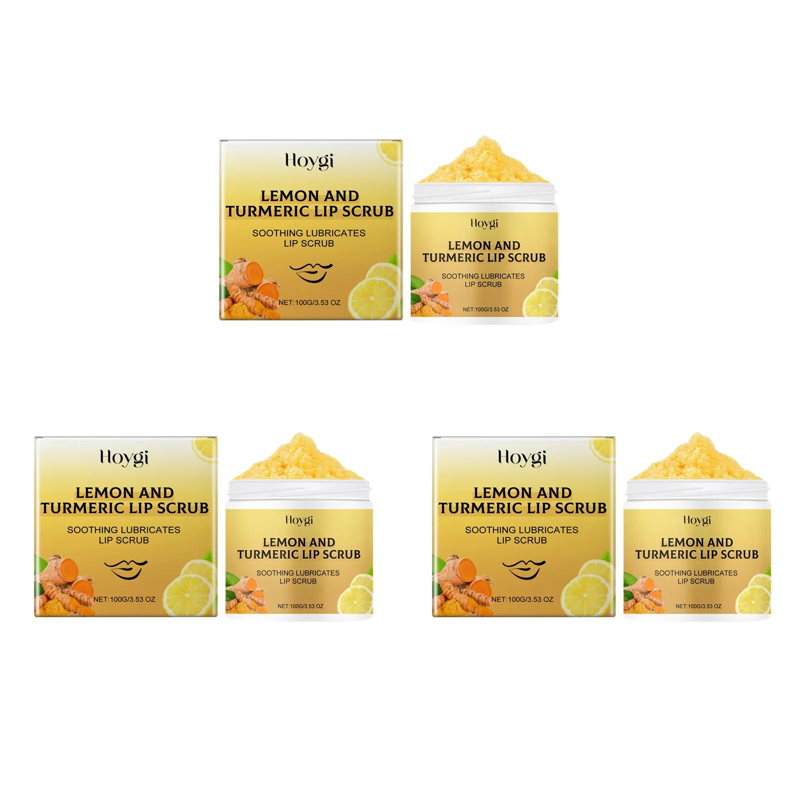 Turmeric Lemon Lip Scrub Dead Skin Removal Exfoliating Moisturizing Balm for Dry Chapped Lips Fade Lip Lines Nourishing Lip Care Qme 3Pcs