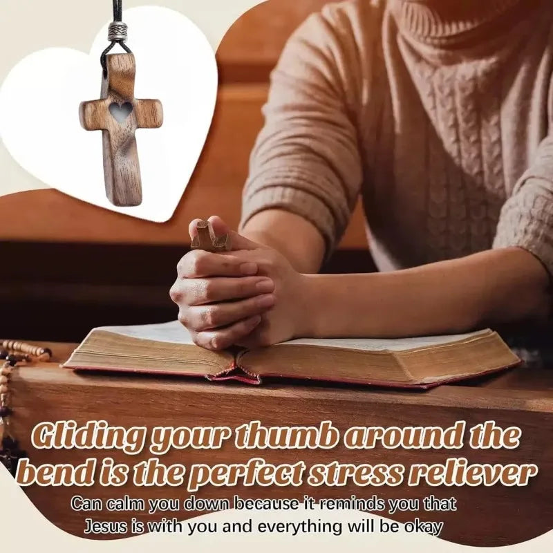 Handheld Olive Wood Clinging Cross Elegant Wooden Decor Versatile Qme