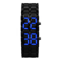 LED Display Electronic Watch Novelty Red Blue LED Lava Digital Wristwatch For Women Men Qme Blue