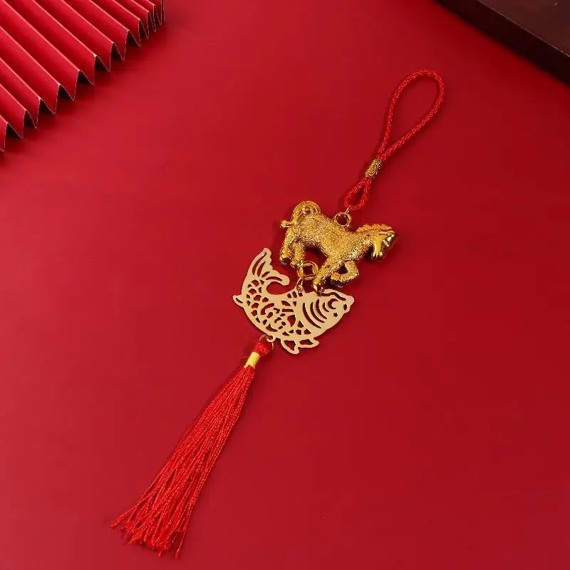 2026 Year Of The Horse Golden Plastic Zodiac Horse Pendant Lucky Spring Festival Home Car Hanging Ornaments New Year Gifts Qme style 6