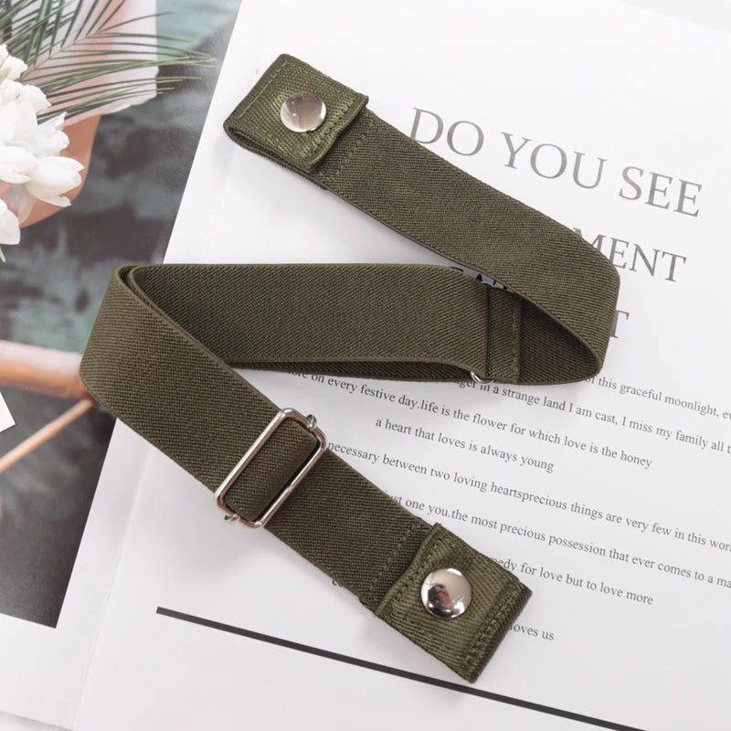 Buckle-free Elastic Invisible Belt Women Without Buckle Jeans Easy Qme army green 60-95cm China Mainland