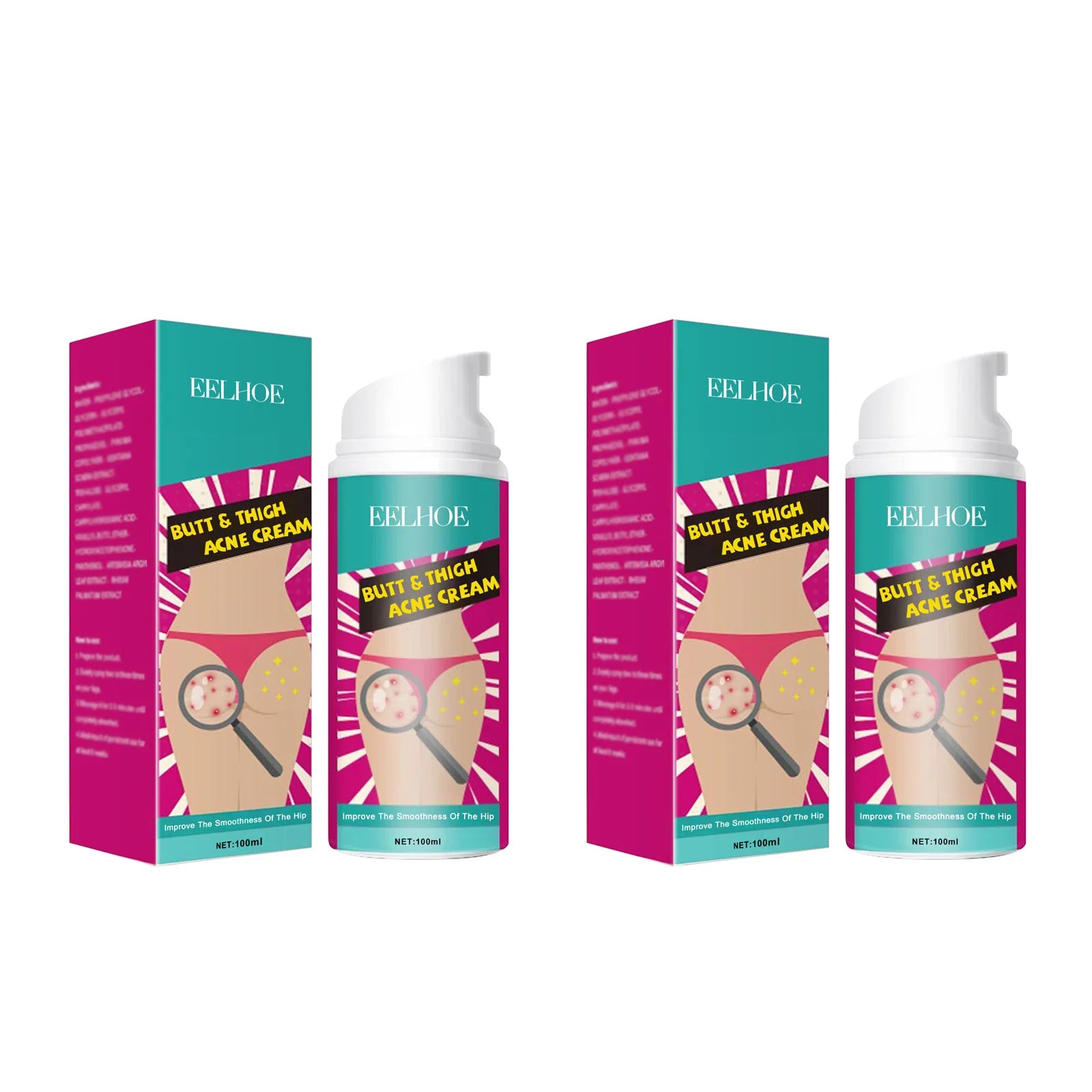 Butt Thigh Acne Cream Remove Pimples Moisturizing Clarifying Brightening Smoothing Skin Care Thigh Acne Removal Cream Qme 2 x 100ml Boxed