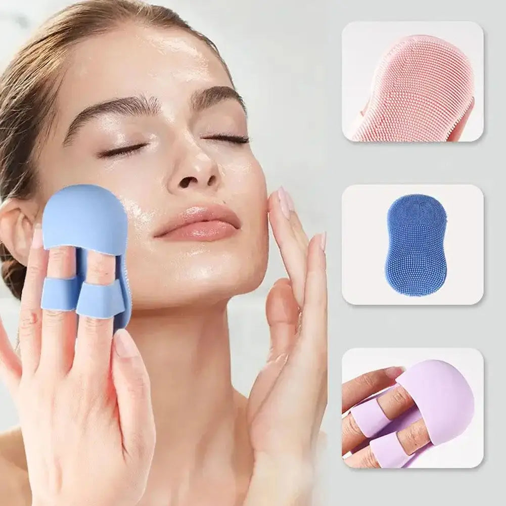Face Scrubber Mini Facial Brush Silicone Wash Exfoliator Finger Glove Pads Handheld Cleansing Brushes Tool Skin Care Deep Clean Qme