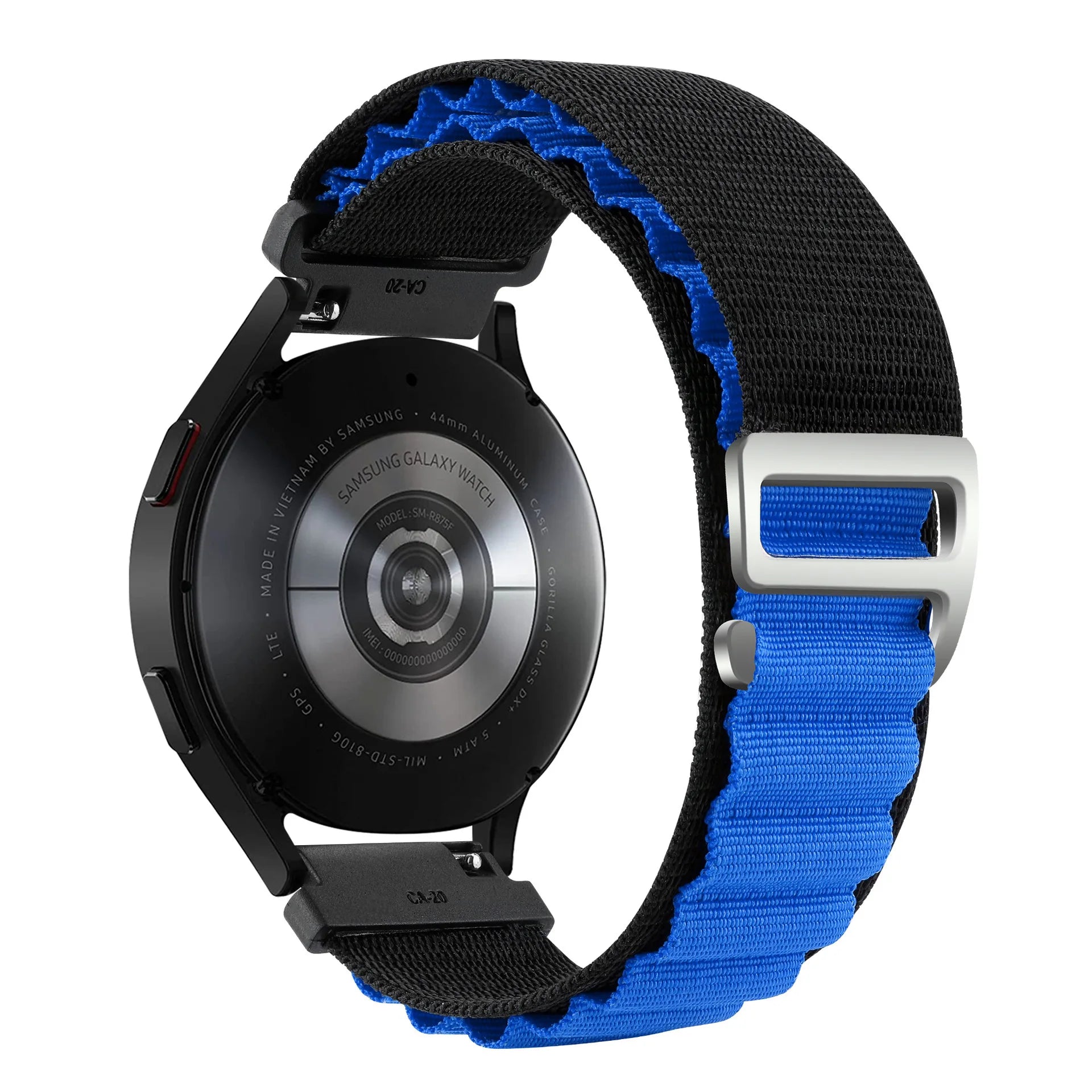 A Alpine Nylon Wrist Strap 18/20/22mm Outdoor Sport Sweatproof Compatible with Huawei Watch GT6 5 4 Samsung Watch Series 4-7 Qme BlackBlue 22mm