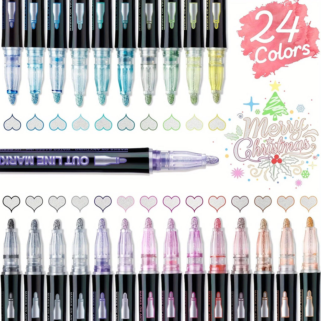Outline Marker, Metal Glitter Powder Gel Pen, Gift Fashion Items, Cool and Lovely Art Handicraft School Painting Supplies Qme