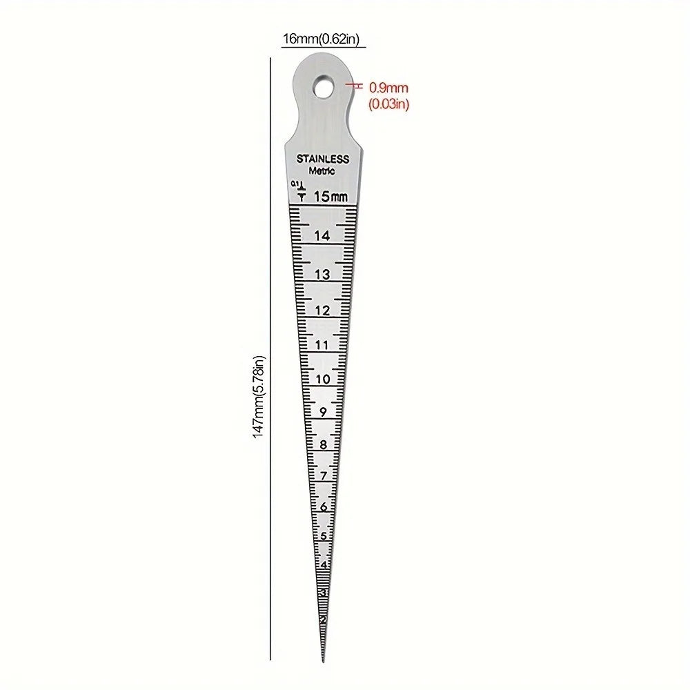 1-15mm Stainless Steel Taper Gauge, Wedge Feeler Gauge for Gap and Hole Measurement Qme