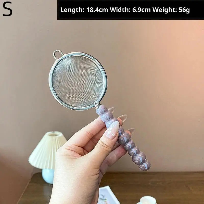 Tea Strainer With Pearl Ceramic Handle Stainless Steel Fine Leak Mesh Sieve Spice Tea Leaf Coffee Filters Teapot Accessories Qme S Purple