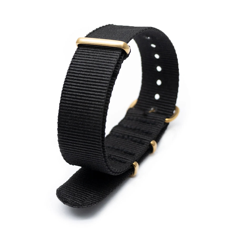 Hot Selling Nylon Watch Strap Gold Square Buckle 4 Colors Striped Bracelet Fashion Wear Resistant Replacement Wristband Qme