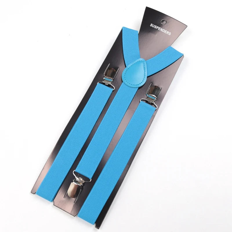 30 Colors Vintage Suspenders Men Women Adult Y Back Adjustable Straps Qme SKY BLUE