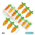 500pcs/roll Easter Bunny Carrot Stickers Holographic Waterproof Stickers For Easter Egg Hunt, Party Decorations, Scrapbooking Qme A1