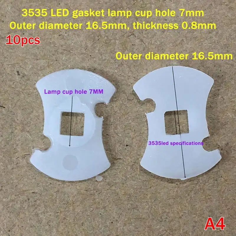 10Pcs Plastic LED Insulation Gasket Stator Spacer For 3535 5050 7070 L2 XPL XPG 50 70 Series LED Emitter Diodes Electronic Qme A4