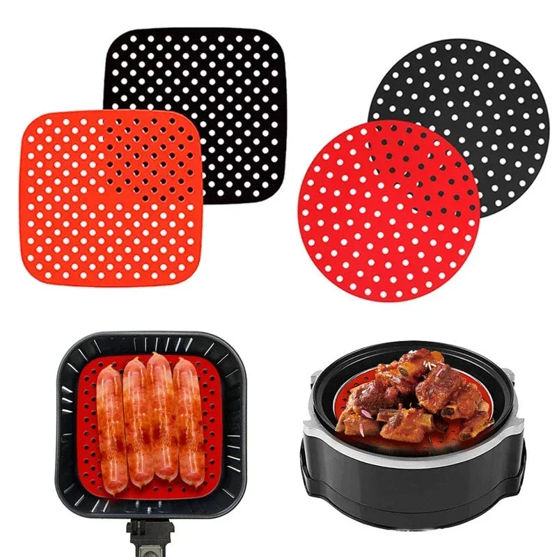 Food Grade Silicone Air Fryer Liner Non-stick Baking Mat Reusable Qme