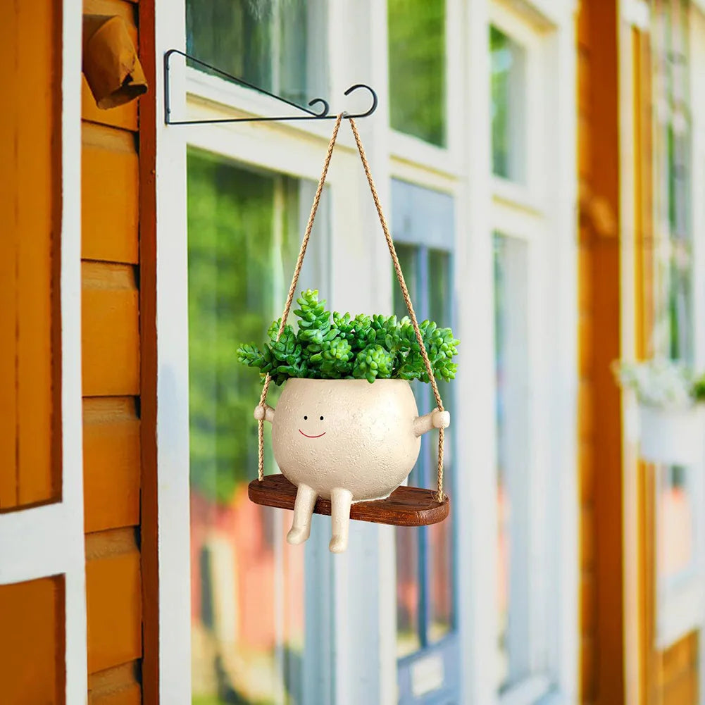 Plant Succulent Pots Resin Face Head Planter Creative Wall Hanging Head Planter Multifunctional Home Garden Patio Accessories Qme