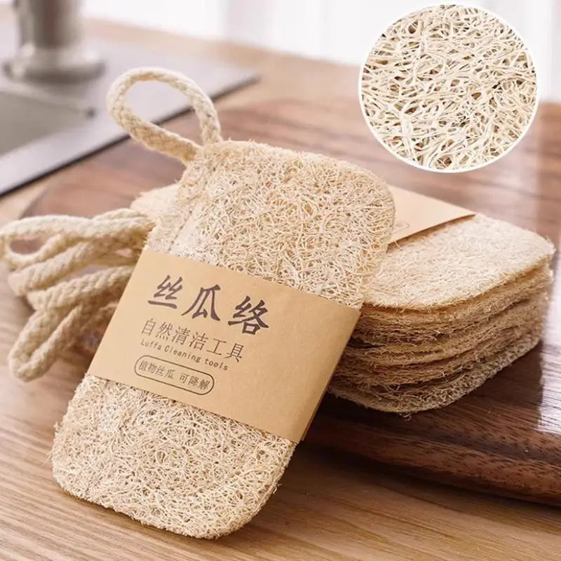 Oil Stain Removing Scrubber Kitchen Clean Brushes Natural Luffa Dish Qme