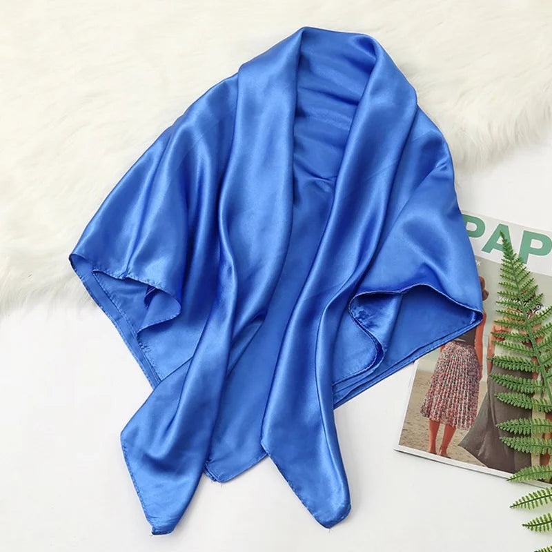 90 Big Headwraps Solid Colors Neckerchief Hijab Women Satin Headband Qme A11