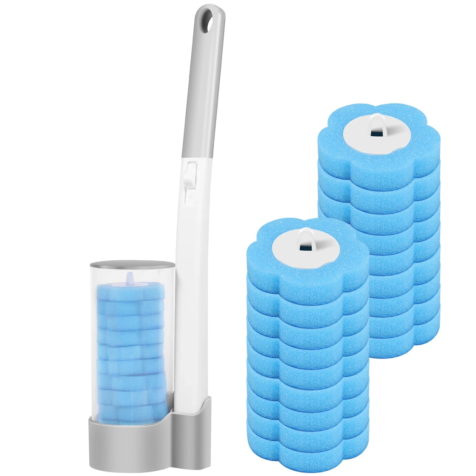 18/36Pcs Disposable Toilet Brush Long Handle Wall-mounted Wc Cleaning Tool Kit with Replaceable Brush Head Bathroom Accessories Qme 1 Brush 18 Head A