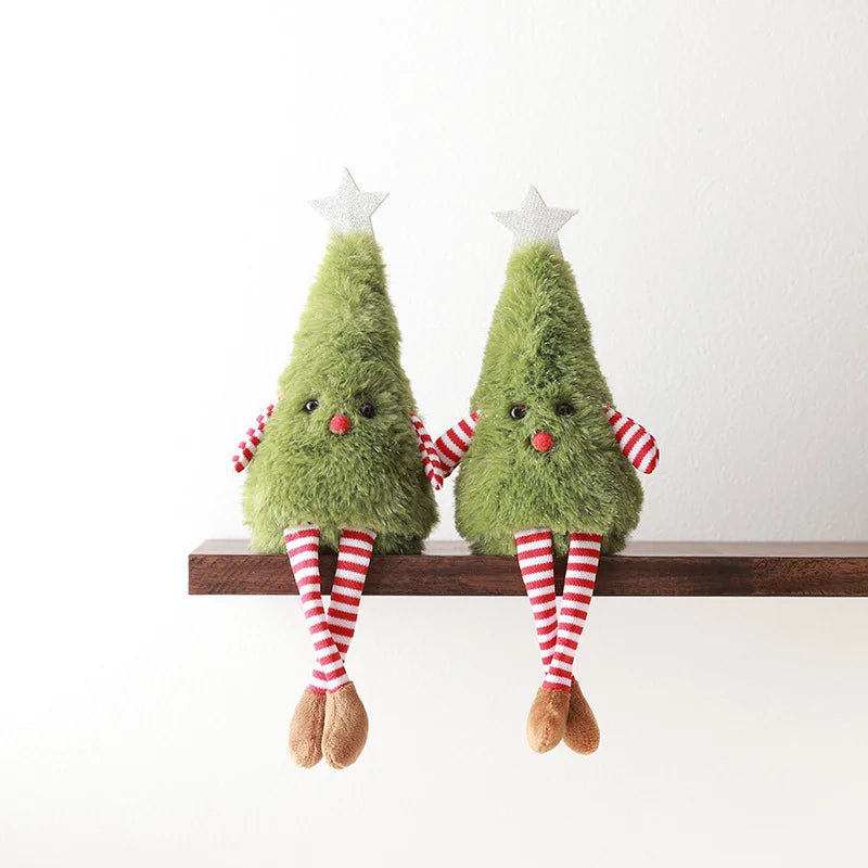 Cute Plush Doll Ornament Green Figure Hanging Decor Christmas Tree Qme