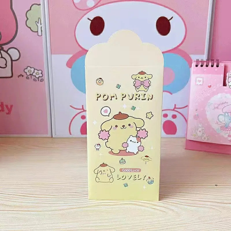 Hello Kitty Kuromi Red Envelope Pouch Cute, Cartoon-Style, Creative, and Trendy Storage Pouch Qme 7 4 pieces