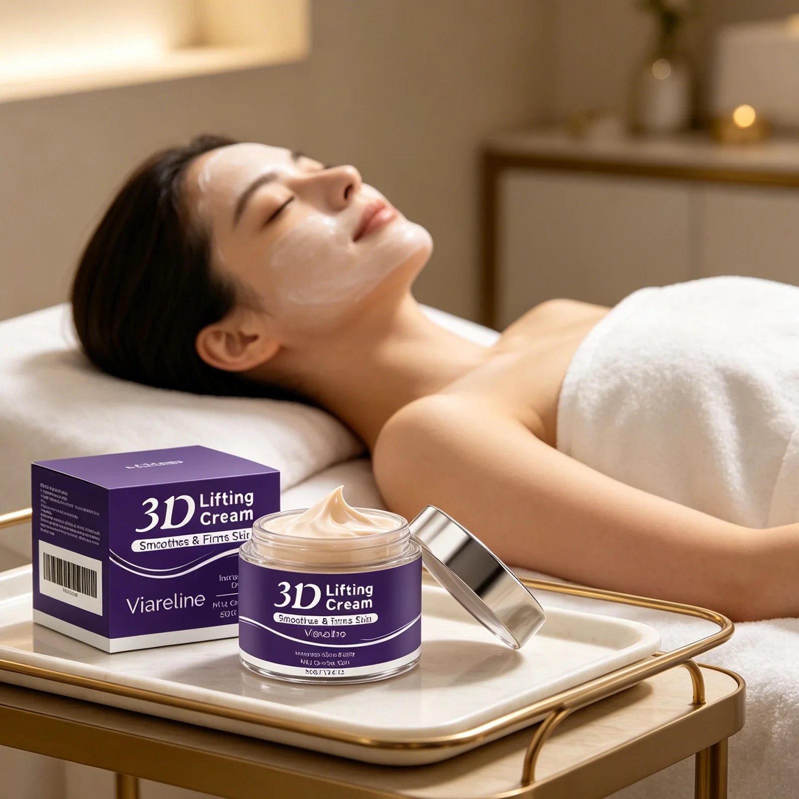 Viareline 3D Lifting Cream Improve Sagging Firms Skin Radiance Boost Deep Hydration Skin Care Product Hyaluronic Acid Face Cream Qme