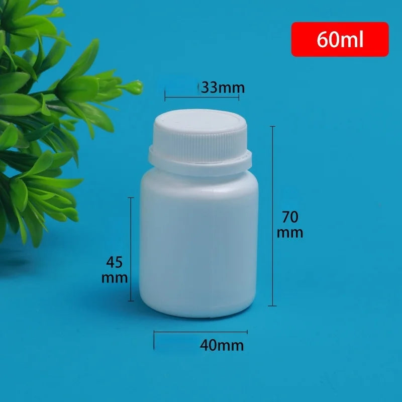 Solid Powder Portable Containers Plastic HDPE White Empty Seal Qme 60ML 10PCS B