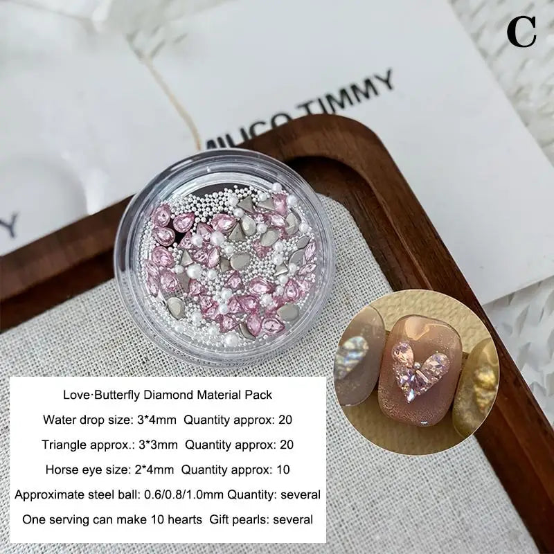 3D Nail Art Rhinestone Assemble Heart Butterfly Flatback Glass Qme C