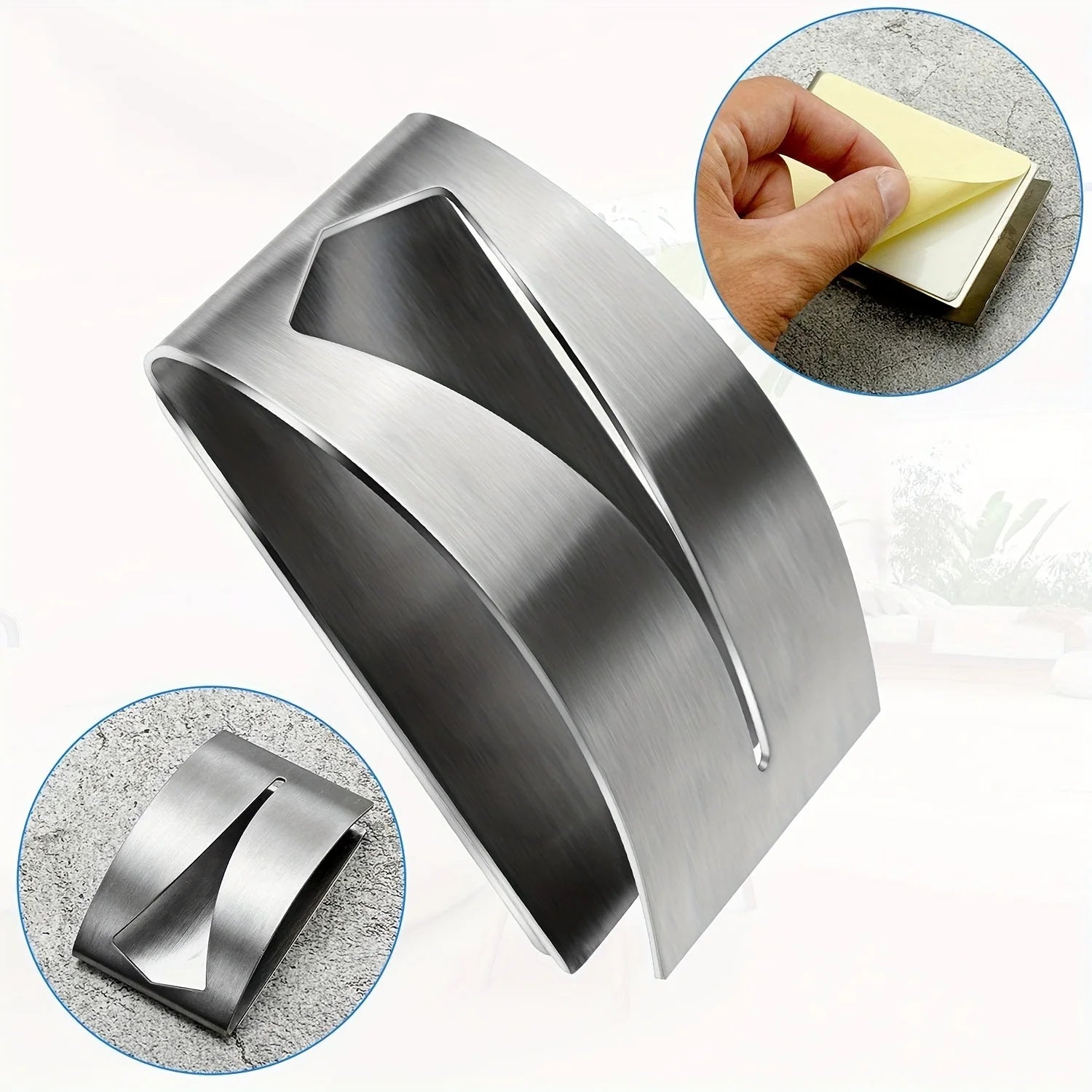 Stainless Steel Napkin Holder, Self-Adhesive Wall Mounted Tissue Dispenser for Kitchen Qme