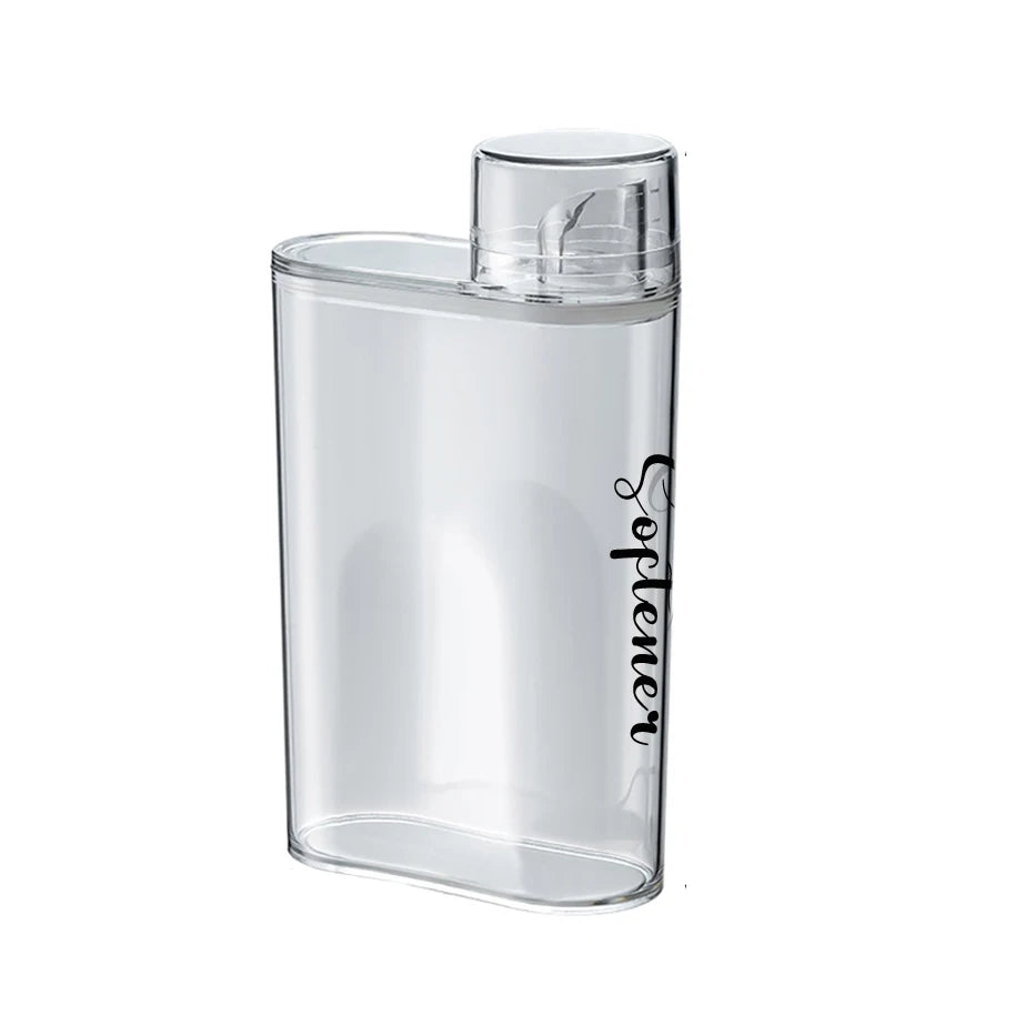 Transparent Laundry Detergent Dispenser Bottle Sealed Tank for Detergent Powder Bleach Softener Laundry Room Organization Qme Clear-softener