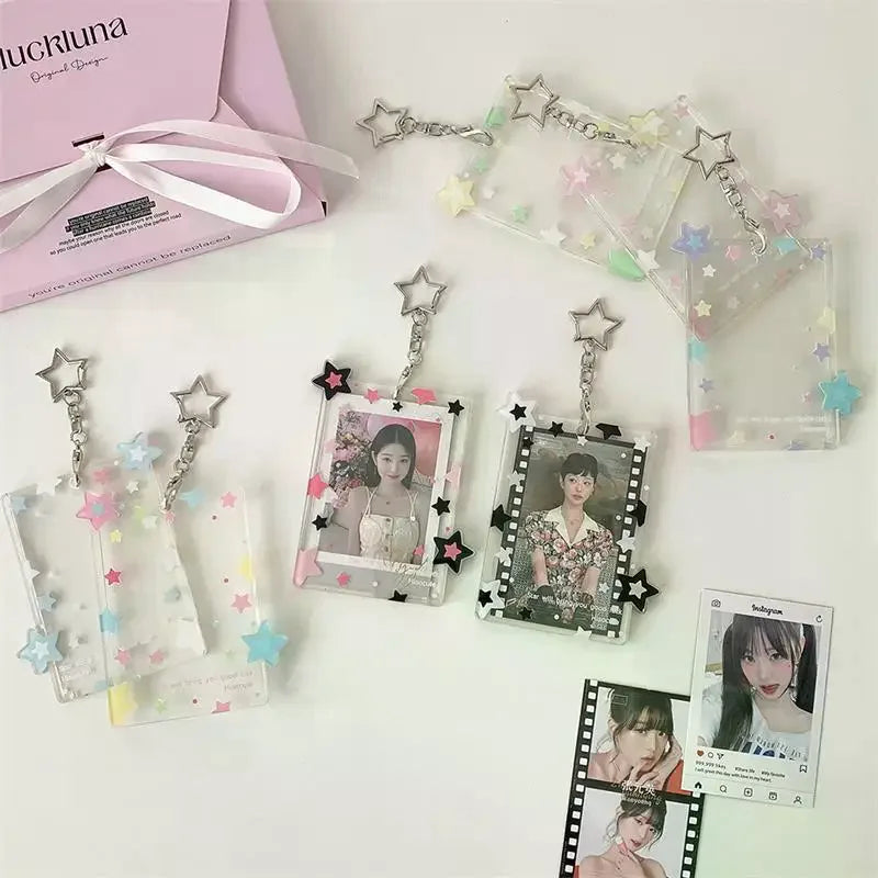 Cute Colorful Star Photocard Holder Card Idol Photo Storage Display Qme