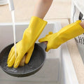 2 pairs of yellow rubber dishwashing gloves - reusable, flexible and durable, suitable for kitchen, bathroom and outdoor cleanin Qme 2 pairs S