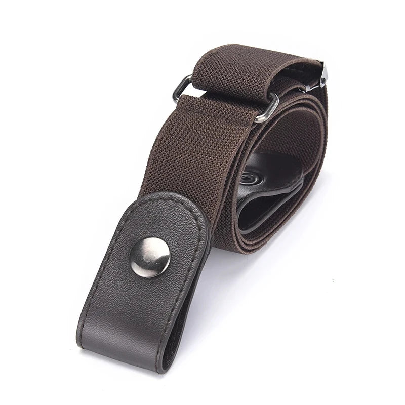 Buckle-free Belt Jean Pants Dresses No Buckle Stretch Elastic Waist Qme Coffee 60-100