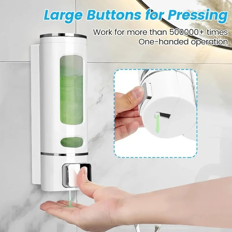 Liquid Soap Dispenser Wall Mounted Refillable Bathroom Kitchen Hotel Qme