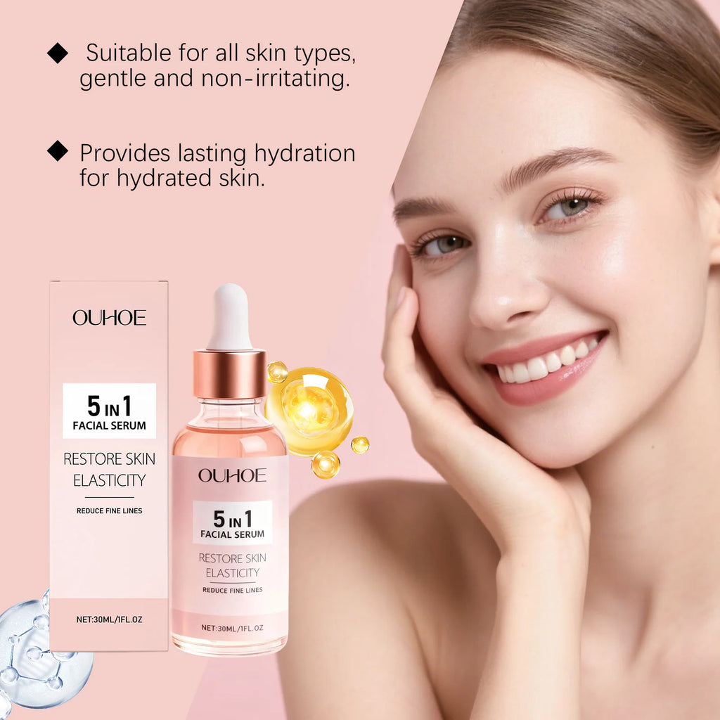 5 IN 1 Face Serum Vitamin C Niacinamide Facial Serum Brightening Anti-Aging Dark Spot Corrector Hyaluronic Acid Hydrating Serum Qme