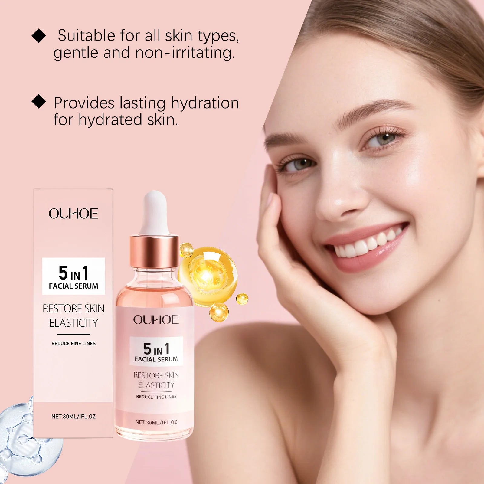 5 IN 1 Face Serum Vitamin C Niacinamide Facial Serum Brightening Anti-Aging Dark Spot Corrector Hyaluronic Acid Hydrating Serum Qme