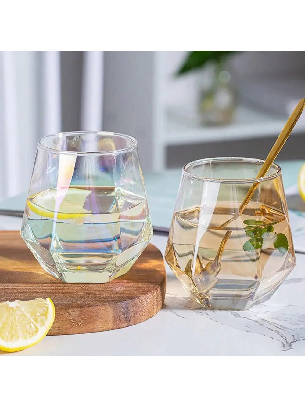 Diamond Shaped Creative Glass Water Cup Transparent Juice Breakfast Qme