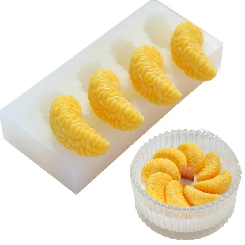4 Hole Orange Silicone Mold DIY Fruit Cake Mould Aromatherapy Candle Qme