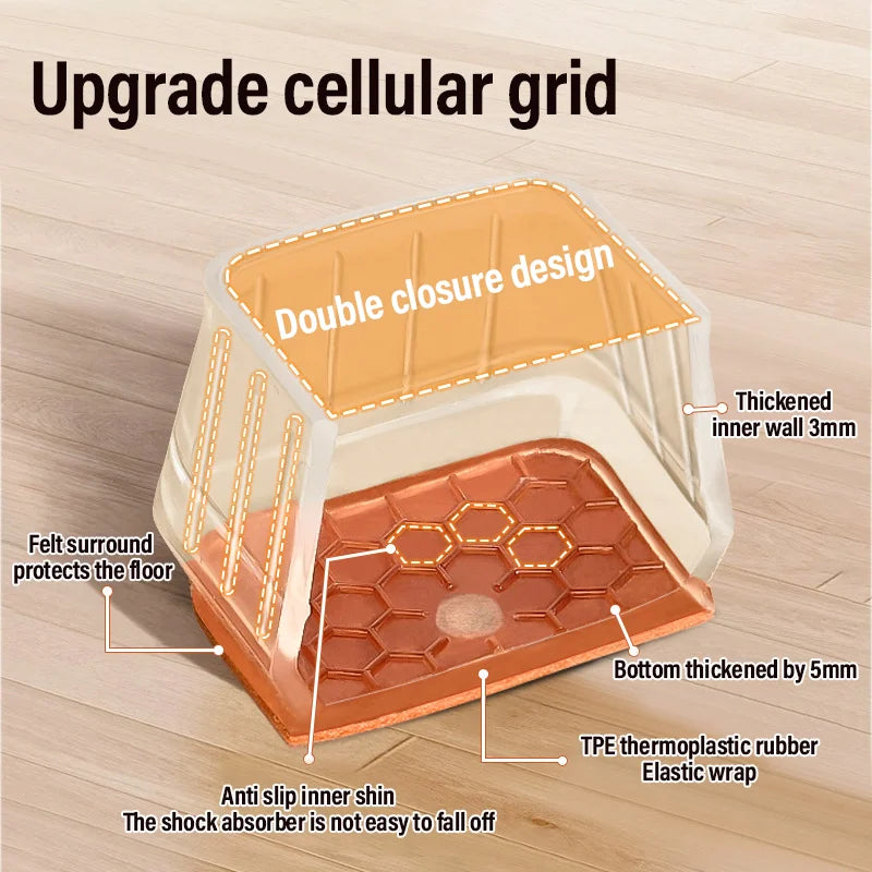 Thicked Anti-Slip Chair Leg Protector Wear-resistant Furniture Pads Scratch-proof Floor Protector Silicone Felt Table Leg Caps Qme