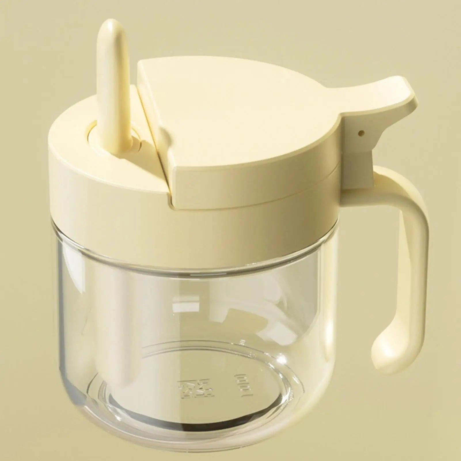 Seasoning Container with Spoon Condiment Glass Storage Seasoning Box with Lid for Kitchen Countertop Pantry Cabinet Home Camping Qme