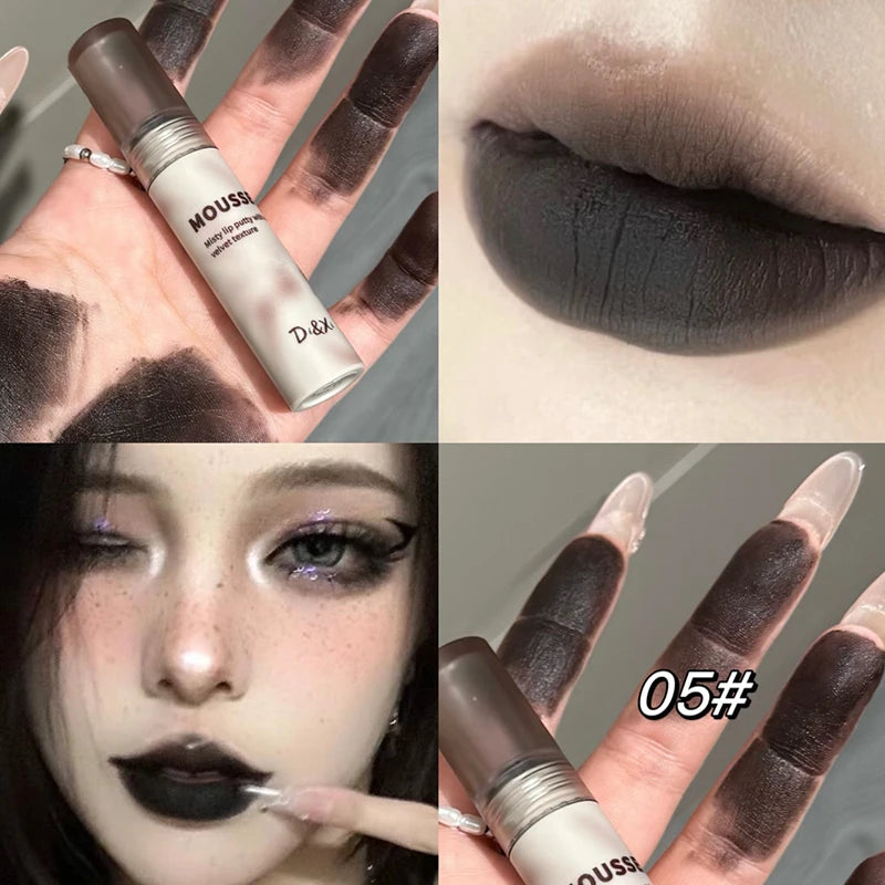 Retro Plum Vintage Lipstick Waterproof Lasting Smoky Nude Purple Matte Lip Mud Natural Black Chocolate Rose Red Lip Tint Makeup Qme 05