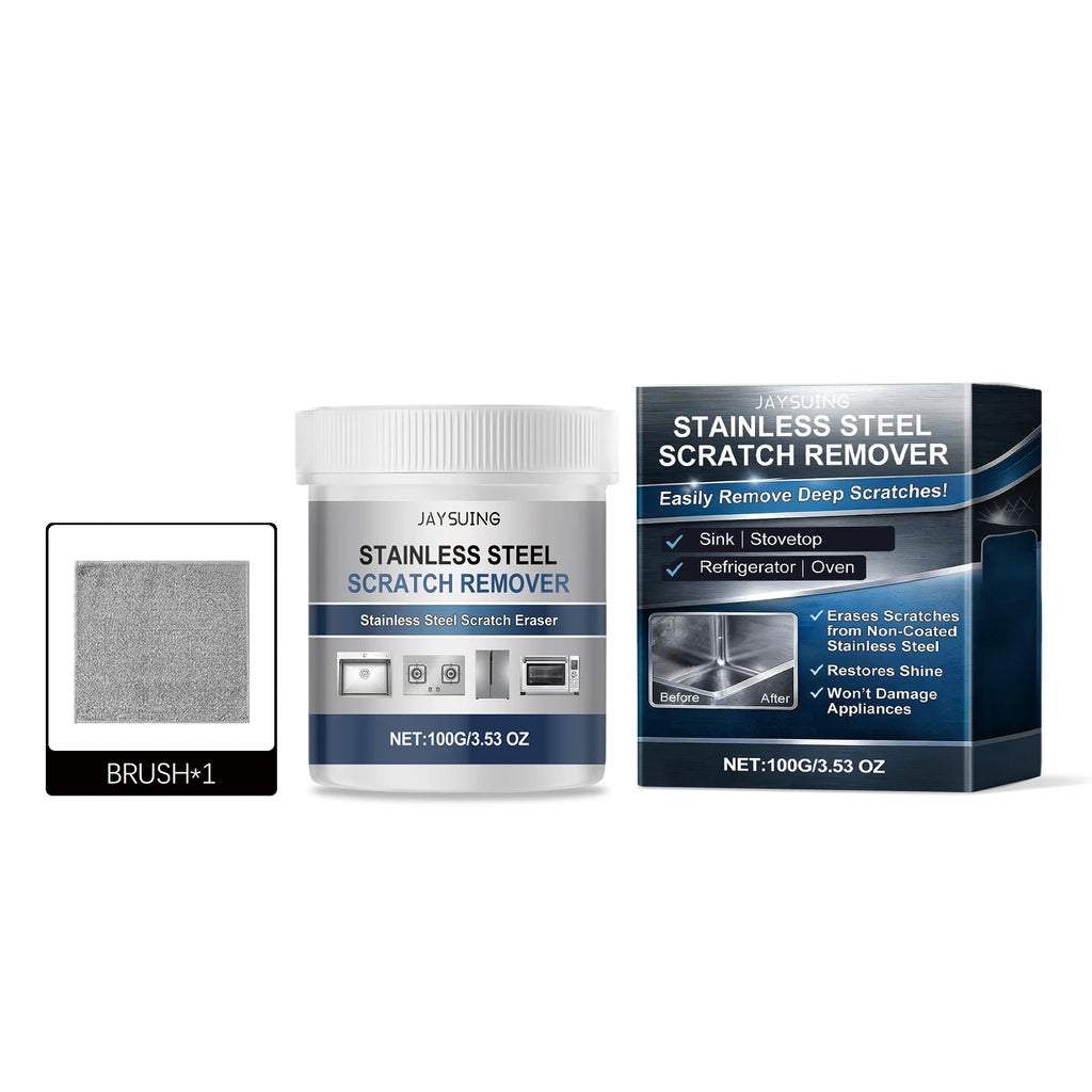 Jaysuing Stainless Steel Scratch Repair Cream Remove Scratch Restore Shine Appliances Renovation Stainless Steel Polishing Agent Qme 100g Boxed
