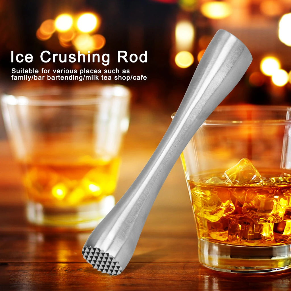 Stainless Steel Cocktail Muddler Bar Fruit Masher Ice Crusher Mojito Mixer DIY Drink Mixing Tool for Home Bar Kitchen Qme