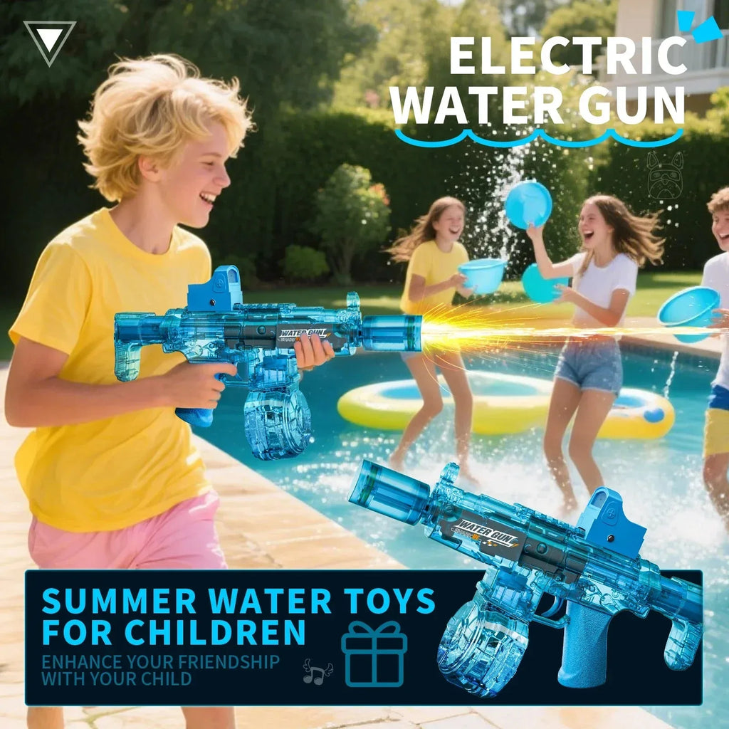 Simulated Firing and Recoil Electric Water Gun Toys Children Automatic Sensor Lights Water Pistol Summer Outdoor Beach Kids Toy Qme