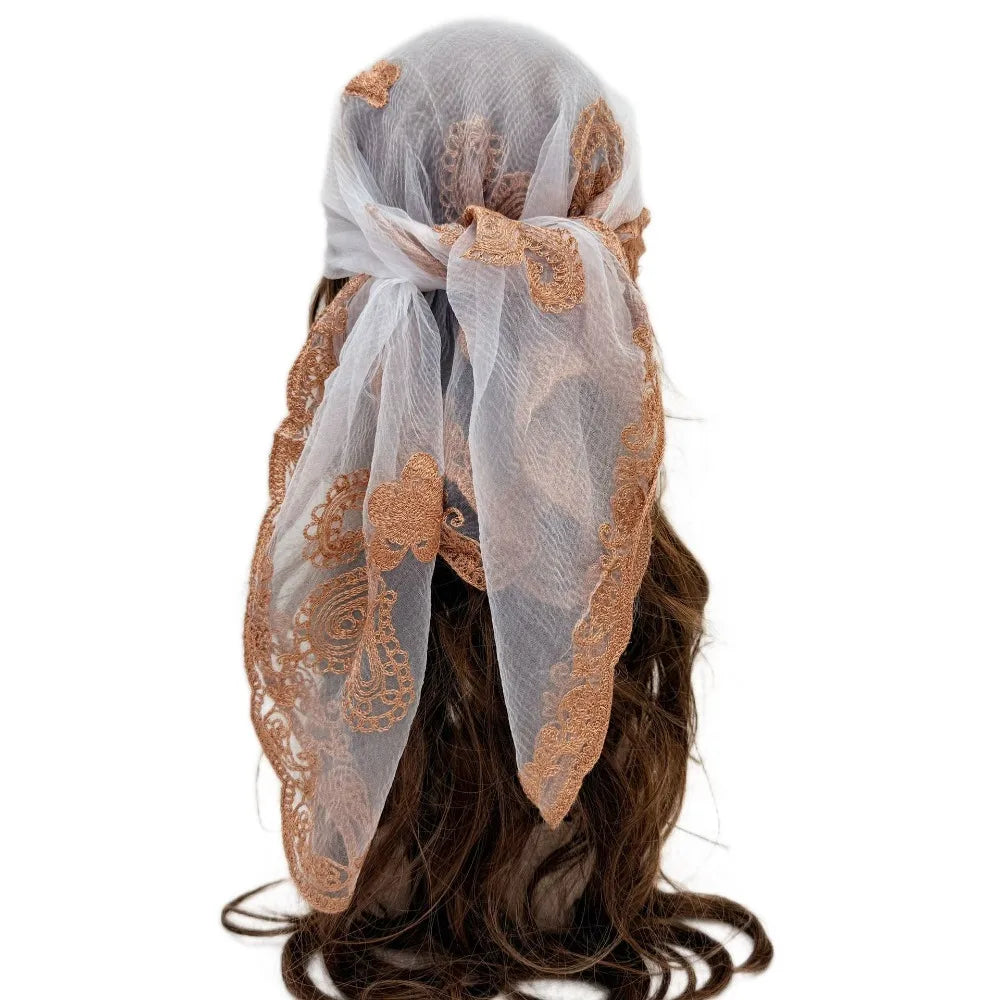 Embroidered Lace Embroidery Square Scarf Thin Cashew Pattern Lace Headwrap Breathable Fabric Lace Trim Lace Shawl Headband Qme Style 10