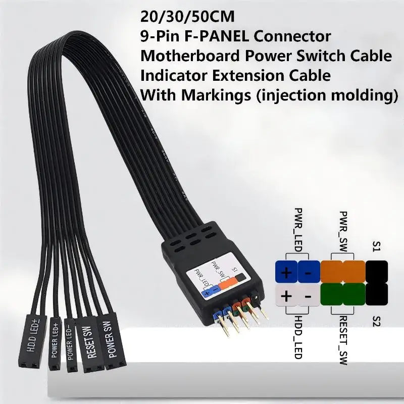Flexible 9Pin Motherboard Header Extension Cable 20 30 Flat Design Qme